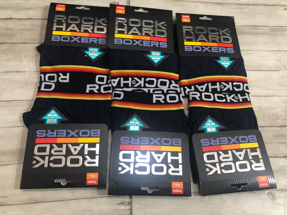Rock Hard Boxer Trunks Mens Medium Briefs Black Cotton 6 Pack A2
